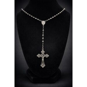 Vintage Italian Rosary Silver Tone Italy